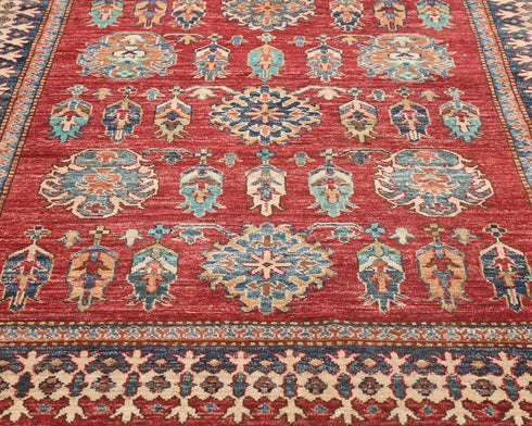 12 Feet Red Kazak Afghan Hand Knotted Wool Runner Rug